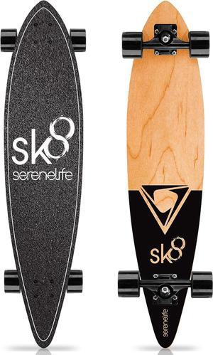 SereneLife 8'' Canadian Maple Deck Skateboard - Mini Cruiser for Kids, Teens, and Adults (Black)