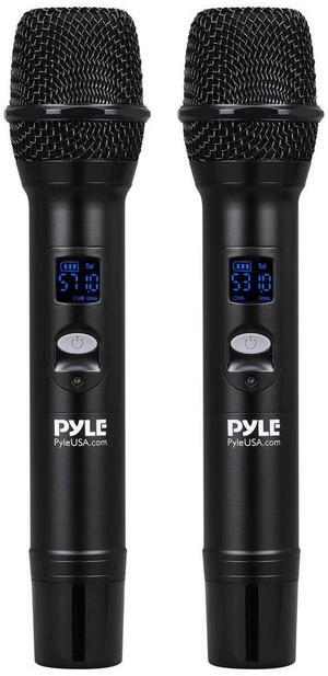 Pyle UHF 2 Channel Wireless Handheld Microphone System with Digital Mixer and Bluetooth (Black)