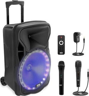 Pyle 12" Bluetooth PA Speaker with LED Lights - PPHP1251BW - 300W, Rechargeable, Black
