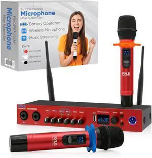 Pyle Portable Karaoke Microphone Mixer System - PDWM811RD