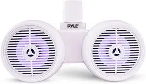 Pyle 6.5" Marine Wakeboard Speakers with LED Lights - Dual 2-Way Water Resistant System, White PLMRWK61WT