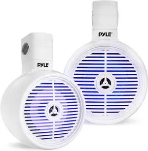 Pyle 6.5" Marine Wakeboard Speakers with LED Lights - 2-Way Water Resistant System, White PLMRWK63WT