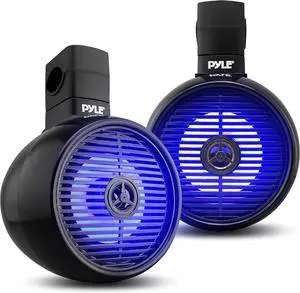Pyle 6.5" Marine Wakeboard Speakers with LED Lights - 2-Way Water Resistant System, Black PLMRWK63BK