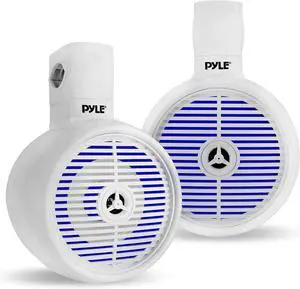 Pyle 8" Marine Wakeboard Speakers with LED Lights - 2-Way Water Resistant System, White PLMRWK83WT