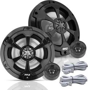 Pyle 6.5'' Two-Way Marine Component/Coaxial Speaker System - 240W, Black (Pair) PLMR65C2B