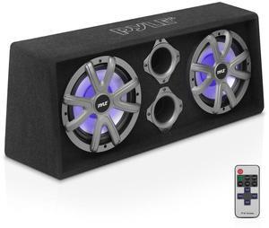 Pyle 8" Dual Subwoofer Box System with Built-in LED Lights, 400W, Rear Vented Design (PLBS82LE)