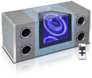 Pyle 8" Dual Subwoofer Box System with Built-in LED Lights, 400W, Rear Vented Design (PLBNPS28)