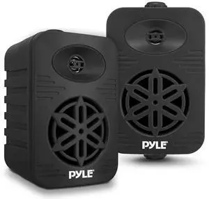 Pyle 4 2-Way Indoor/Outdoor Speaker System, 1/2 High Compliance Polymer Tweeter, Waterproof, Black (PDWR45BK)