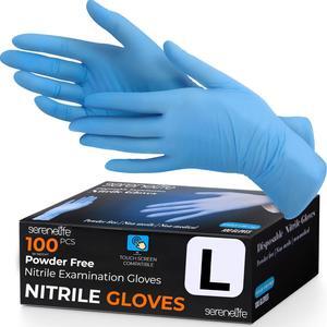 SereneLife 100 Pcs. Soft Industrial Gloves - Nitrile & Vinyl Powder-Free Disposable Gloves (Medium Size), SKU SLGLVNIT100MD