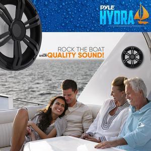 Pyle 8" Slim Waterproof Subwoofer - 300W Dual 4-Ohm Car Audio Powered Subwoofer with Multi-Color RGB Lights and Remote Control, SKU PLRGSW84BK