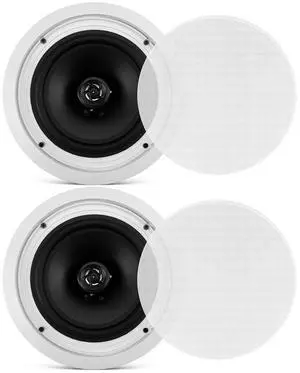 Pyle 8" Home In-Wall / In-Ceiling Dual Speaker System with 70V Transformer and 2-Way Flush Mount, White, SKU PDIC80T