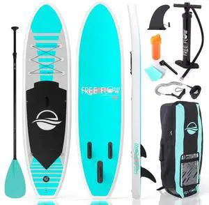 SereneLife Free-Flow Inflatable Stand-Up Paddle Board (SUP) - 10.5 with Accessories, SLSUPB105