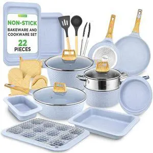 NutriChef 22-Piece Kitchenware, Kitchen Tools, and Bakeware Set Moon Grey Marble (NCCW22GRA) NutriChef 22-Piece Kitchenware, Kitchen Tools, and Bakeware Set Moon Grey Marble (NCCW22GRA)