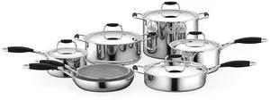 NutriChef 12-Piece Clad Stainless Steel Kitchenware Pots & Pans Set  Prestige Ceramic Non-Stick Coating (NCSSS12)