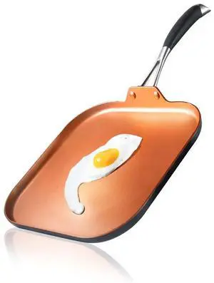 NutriChef 3-Layer Copper Non-Stick Griddle Pan - Hard-Anodized Exterior (NCSQPA)