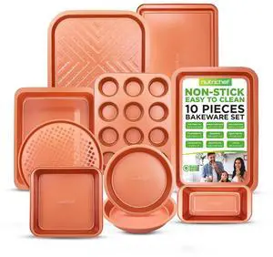 NutriChef 10-Piece Non-Stick Carbon Steel Bakeware Set - Metallic Coating (NCBSCC54)