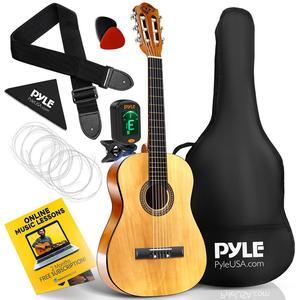 Pyle Classic Style Junior Scale Guitar - 30" with Digital Tuner & Accessories (PGACLS30)