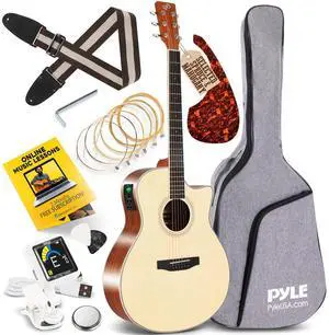 Pyle 41" 6-String Electric Acoustic Guitar Kit - Natural Matte - PEAG200