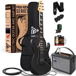 Pyle 38.7" Prog Rock Electric Guitar & Amp Kit - Black - PEGKT781BK