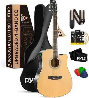 Pyle 41" 6-String Electric Acoustic Guitar Kit - Natural Matte - PEAG99