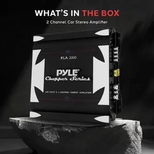 Pyle 2-Channel Bridgeable MOSFET Car Amplifier - PLA2200, 1400W, Slim Design
