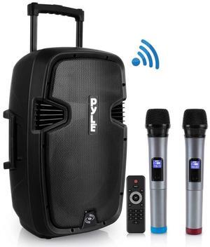 Pyle 15" Bluetooth PA Loudspeaker with Rechargeable Battery & Wireless Microphones - PPHP1599WU