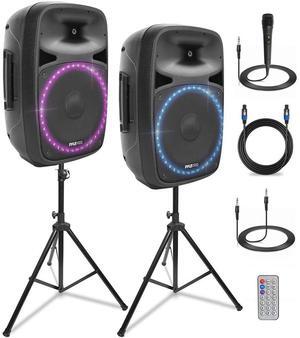 Pyle 12" Active & Passive PA Speaker System with Bluetooth, Mic, & Stands - PPHP1269UT