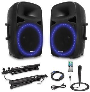 Pyle 15 Active & Passive PA Speaker System - 500W, Bluetooth, Mic, Stands (PPHP1569UT)