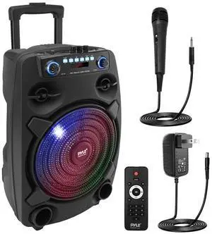 Pyle 12" Portable Bluetooth PA Speaker - 800W, Wired Mic, Rechargeable (PPHP127B)