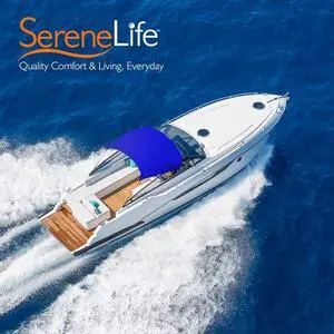 SereneLife 4 Bow Bimini Top Boat Cover - 1" Aluminum Frame, UV Resistant, Waterproof (Blue) (SLBT490B)
