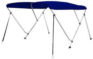 SereneLife 3 Bow Bimini Top Boat Cover - 1" Aluminum Frame, UV Resistant, Waterproof (Blue) (SLBTW78B)