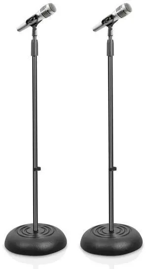 Pyle Microphone Stand - Universal Mic Mount with Heavy Compact Base, Height Adjustable (Pair) (PMKS5X2)