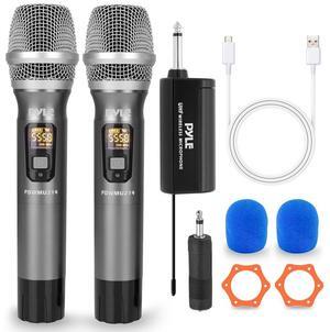 Pyle UHF Wireless Microphone System - Handheld Mic & Wireless Transmitter with Universal Plug-and-Play Audio (PDWMU214)