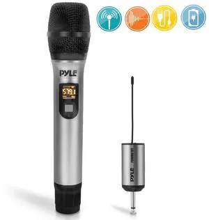 Pyle UHF Wireless Microphone Adapter System - Pro Audio Wireless Mic Transmitter System with Receiver Adapter (PDWMU105)