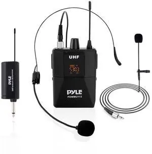 Pyle Universal UHF Wireless Microphone System - Lavalier Mic, Headset Mic, Beltpack Transmitter & Receiver (PDWMU112)