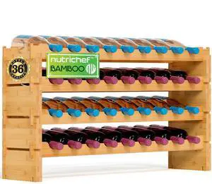 NutriChef Stackable Wine Storage Rack - Bamboo (SLWMDSF200)