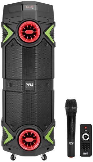 Pyle Dual 8 Portable PA Speaker - Wireless Karaoke Party Speaker with Flashing Party Lights (PPHP2894B)