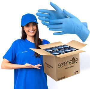 SereneLife Soft Industrial Gloves - 1000 Pcs. Powder-Free Nitrile & Vinyl Disposable Gloves (Small Size) (SLGLVNIT100SMX10)