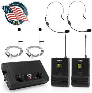 Pyle Compact UHF Wireless Microphone System - USB Powered Desktop Mic Receiver System (PDWM2880B)