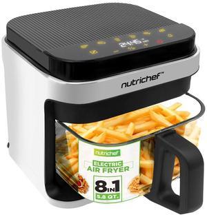 NutriChef 5.5 Liter Digital Air Fryer with Transparent Window - NCAF539TW (White)
