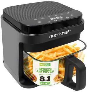 NutriChef 5.5 Liter Digital Air Fryer with Transparent Window - NCAF539TB (Black)