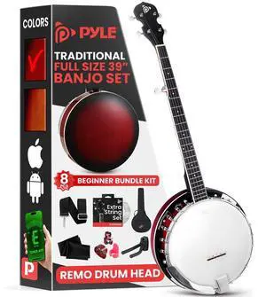 Pyle 5-String Banjo with Accessory Kit - PBJ140 (Redburst)