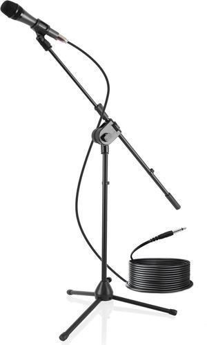 Pyle Dynamic Microphone & Tripod Stand Kit - Height Adjustable, Extending Boom - PMKSM20