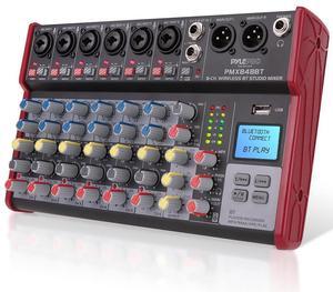 Pyle 8-Channel Bluetooth Studio Mixer - Pro Audio DJ Console with +48V Phantom Power - PMX848BT