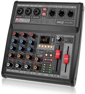 Pyle 3-Channel Audio Mixer - Built-in FX Processor, MP3 Player, USB Interface, XLR & 6.35mm Jack - PMX462