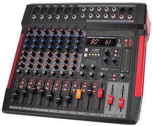 Pyle 8-Channel Wireless Bluetooth Audio Mixer - Recording Interface, Built-in FX, 6 XLR Inputs, MP3 Player - PMX648
