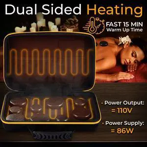 SereneLife Multifunction Heating Stone Massager with Bag - Muscle Therapy & Home Spa - PSLMSGST544