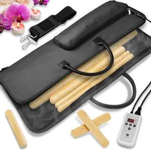 SereneLife Thermal Therapy Massage Kit - Waterless Heating Technology with Bamboo Sticks & Heating Bag - PSLMSGBMB22