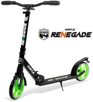 Hurtle Lightweight and Foldable Kick Scooter - Adjustable Alloy Deck with High Impact Wheels for Teens and Adults (Green) - HURTS56
