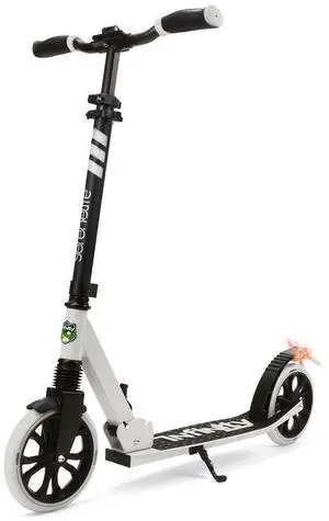 SereneLife Lightweight and Foldable Kick Scooter - Adjustable Alloy Deck with High Impact Wheels for Teens and Adults (Black and White) - SLTS46